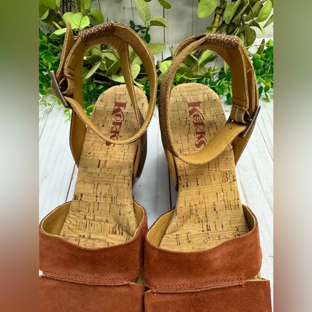 Korks Mia Platform Sandals In Rust Size 9 - image 6
